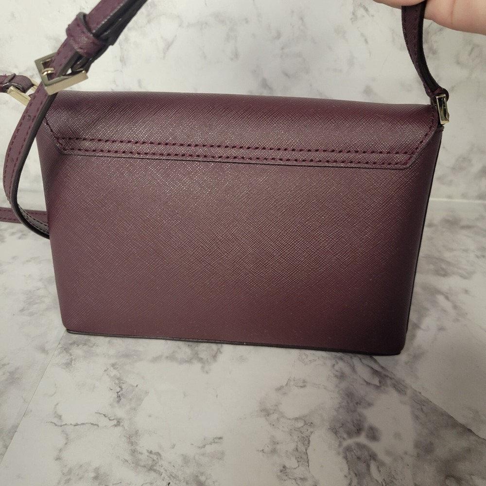 Kate Spade Newbury Lane Sally Turn Lock Crossbody Purse Saffiano Leather Plum - Picture 5 of 16
